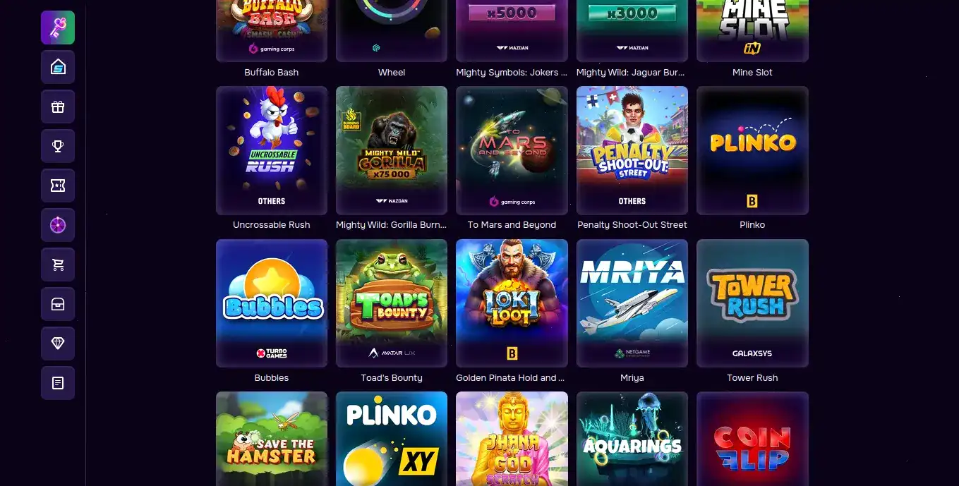 Интерфейс Frank casino с игровыми автоматами